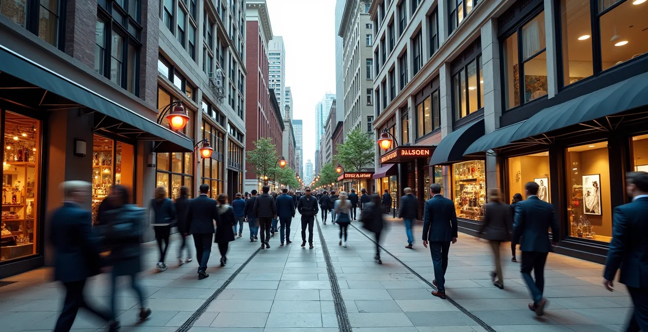 Contrasting street scenes showing the transition at Bathurst Street between Queen West and West Queen West