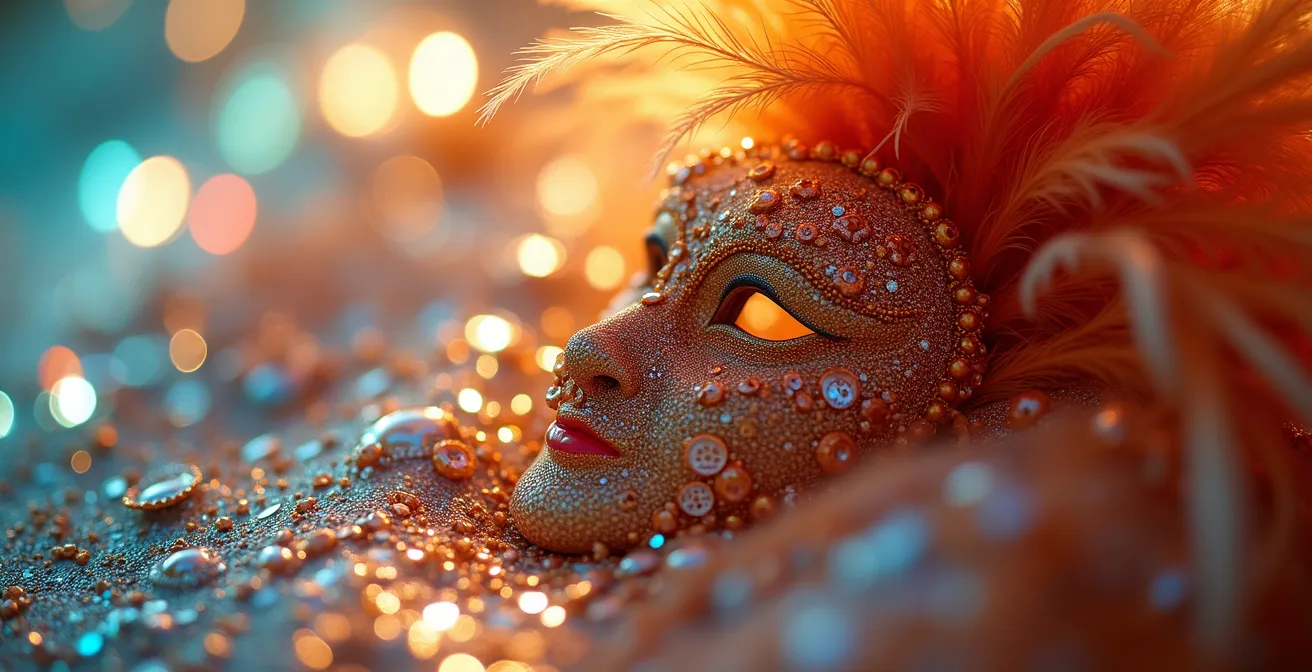 Colorful Caribbean carnival costumes and dancers during the Toronto festival parade