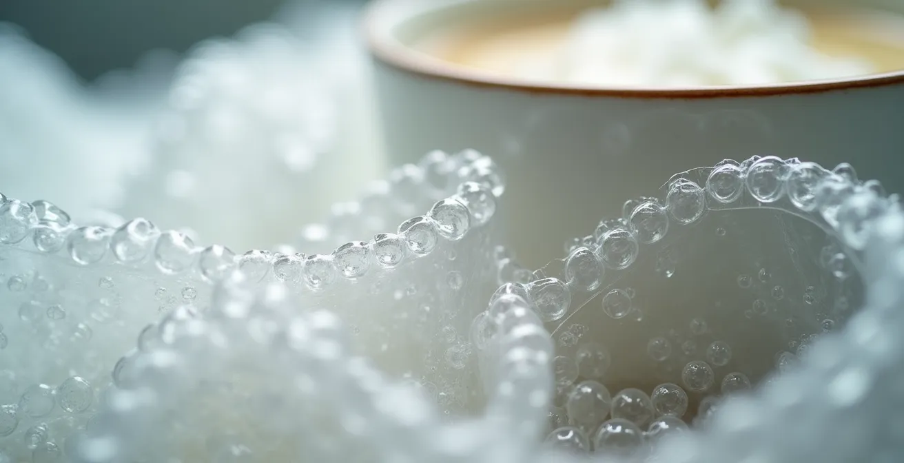 Extreme close-up of bubble wrap texture protecting a ceramic pottery piece