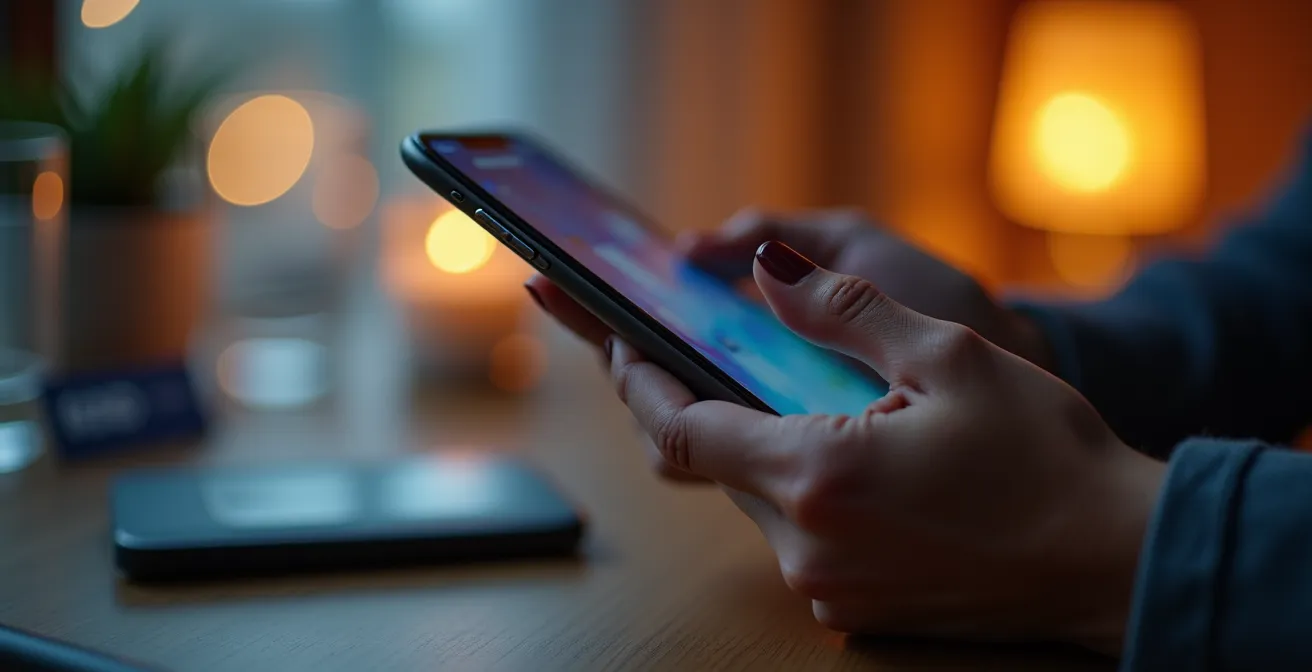 Close-up of smartphone showing Instagram hashtag search for Toronto nightlife promoters