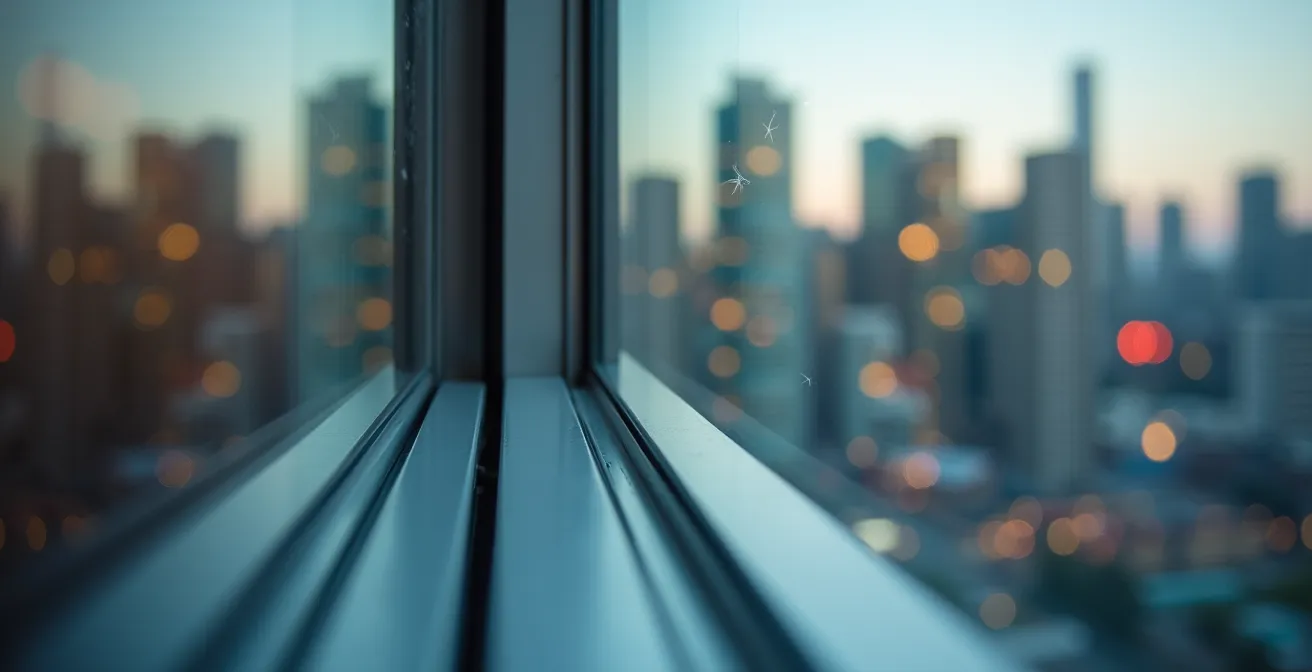 View from inside a modern Toronto condo showing floor-to-ceiling windows with a panoramic city view.