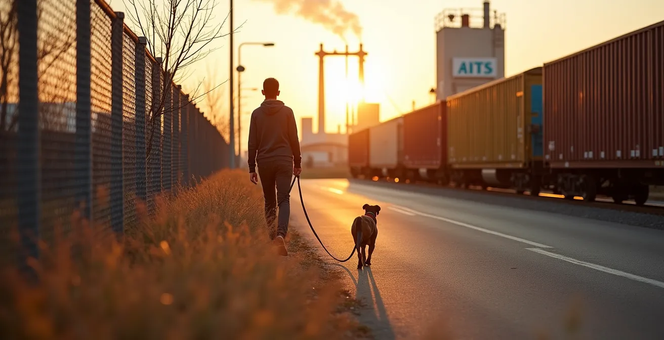 Dramatic contrast between active industrial zone and nearby residential development in Toronto
